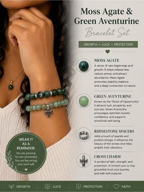Green Aventurine Stone Bracelet Set